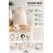 Esranın Dünyası Stonehill Büzgülü Süzme Bezi 25 x 35 cm -%100 Doğal Pamuk, 3-4 kg Kapasiteli Yoğurt, Labne ve Lor Peyniri Yapımı Için Süzme Torbası, Badem, Soya ve Yulaf Sütü Süzme Bezi, Yıkanabilir
