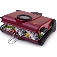 Esranın Dünyası Akel AB661 1200 W Bordo Elektrikli Izgara, Kokusuz ve Dumansız Mangal, Barbekü