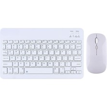 Esranın Dünyası Şık Tasarımlı Bluetooth Kablosuz Klavye ve Mouse Seti | Android, Ios ve Windows Uyumlu | Şarj Edilebilir, Taşınabilir ve Sessiz Tuşlu Set (Beyaz)
