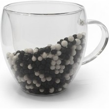 Esranın Dünyası Çift Cidarlı Cam Kupa Seti | Isı Yalıtımlı Kulplu Borosilikat Kupa | Soğuk & Sıcak Içecek Termal Kupa | Espresso Latte Çay Bardağı Seti-Siyah,beyaz,-Bjk Taraftar