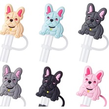 Esranın Dünyası French Bulldog Figürlü Pipet Başlığı, Quencher ile Uyumlu, 10MM Silikon