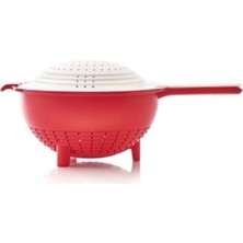 Esranın Dünyası Tupperware Çift Süzgeç Kırmızı (2 Litre - 400 Ml)