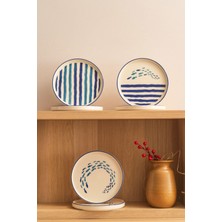Esranın Dünyası Kevin Seramik Marin 6'lı Özel Tasarım Hand Made 20 cm Stackable Pasta Tabak Seti