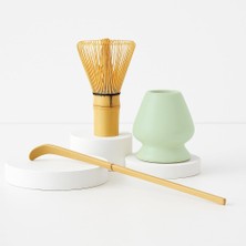 Esranın Dünyası 3 Parça Matcha Çayı Fırça ve Bamboo Whisk Tutucu ve Bambu Kaşık Set MT155
