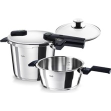 Esranın Dünyası Fissler Vitaquick® Elemental Düdüklü Tencere Seti (6,0 + 3,5 L, Çap 22 Cm) Adaçayı Yeşili - Alman Malı, 2 Pişirme Seviyesi, Cam Kapak, Süpertermik Taban, Indüksiyon