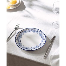 Esranın Dünyası Reve Bleu Floral Pasta Tabağı - Mavi/beyaz - 19 cm