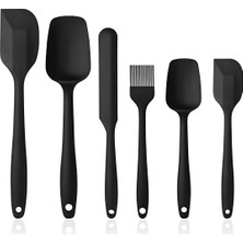 Esranın Dünyası Silikon Spatula Seti 6 Parça - Isıya Dayanıklı Yapışmaz Tek Parça Isıya Dayanıklı Siyah Mutfak Gereçleri Seti, Bpa Içermez Bulaşık Makinesinde Yıkanabilir Hamur ve Yemek Spatulası
