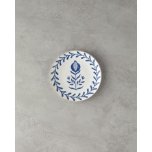 Esranın Dünyası English Home Carnival Tulip Bone Porselen Pasta Tabağı 20 cm Lacivert-Beyaz