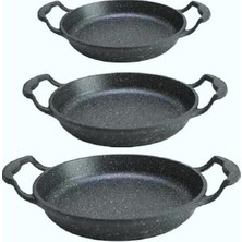 Esranın Dünyası Eda Asya Döküm Granit 3lü Kapaksız Sahan Seti 18-20-22 cm