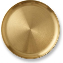 Esranın Dünyası 30 cm Yuvarlak Altın Renk Metal Servis Tepsisi, Dekoratif Sunum Tepsisi, Kahve ve Içecek Servisi Için Şık Gold Tepsi