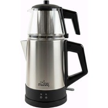 Esranın Dünyası Any Morning OZ26CM05 Cam Demlikli Paslanmaz Çelik Çay Makinesi 1800 Watt Inox Siyah 2,5 Litre