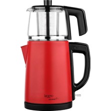 Esranın Dünyası Leggno Gourmet Pro Cam Demlikli Çay Makinesi Kırmızı Renkli