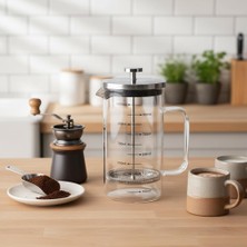Esranın Dünyası Deconox Metal Kapaklı French Press 1000 ml - Paslanmaz Çelik Çerçeveli Büyük Boy Filtre Kahve ve Bitki Çayı Demliği