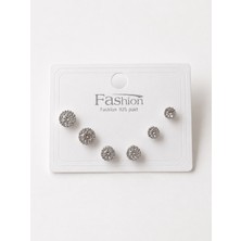 Nunu Takı Tek Taş Silver Altılı Küpe