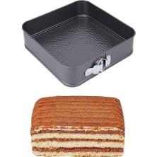 Esranın Dünyası Karbon Çelik 24 cm Siyah Kare Kelepçeli Kek Pasta Kalıbı CIN799SY