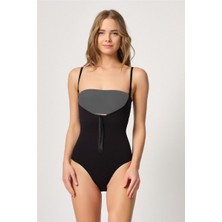 Siyah Göğsü Açık Agraflı Body Korse Mery Woman