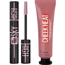 Esranın Dünyası Maybelline New York Lash Sensational Sky High Cosmic Black Maskara + Cheek Heat Likit Allık (15 Nude Burn)