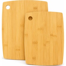 Esranın Dünyası Gaga Bambu Kesme Tahtası 2’li Set - Doğal Ahşap Kesme ve Sunum Tahtası - Büyük Küçük Boy - Bıçak Dostu Yüzey - Askı Delikli Ergonomik Mutfak Doğrama Tahtası - Sebze Meyve Ekmek Et Için
