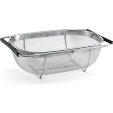 Esranın Dünyası Mallart® Paslanmaz Çelik Ayarlanabilir Lavabo Süzgeci - Kauçuk Tutamaklı Teleskopik Evye Üstü Meyve Sebze Yıkama Sepeti, Kaymaz Saplı Çok Amaçlı Drenaj Rafı