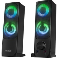 Esranın Dünyası Mikado MD-S102 2.0 3WX2CH Rgb Ledli Siyah USB Soundbar Speaker Hoparlör