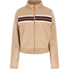 Esranın Dünyası Guess Jacquard Kadın Aktif Sweatshirt, Bej, S Beden