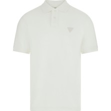 Esranın Dünyası Guess Erkek Aktif Slim Fit Polo T-Shirt, Beyaz, M Beden