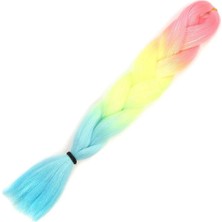 Egecen Simli Fuşya / Neon Sarı / Açık Mavi Ombreli Örgülük 100 Gr.