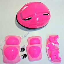 Kask Dizlik Dirseklik Eldiven Koruyucu Çocuk Set Pembe