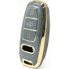 Esranın Dünyası Autohan Keys Lüx Audi Anahtar Kılıfı, A3 A6 A7 A8 E-Tron Q8 C8 Modelleri Için, Gri ve Altın Renk, Nano Kaplama