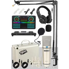 Cx1 Effective Set Efektli Ses Kartı Mikrofon Kulaklık Stand Kayıt Canlı Yayın Seti (Pc ve Telef