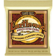 Esranın Dünyası Ernie Ball Custom Light Earthwood 80/20 Bronz 12 Telli Akustik Gitar Telleri 10-48 Kalınlık