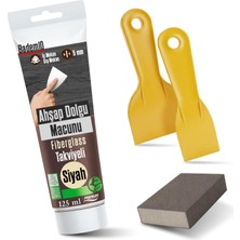 Esranın Dünyası Pratik (4'lü) Ahşap Tamir Seti Siyah Renk 125 ml Tamir Macunu + 2 Adet Spatula + Kübik Zımpara
