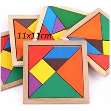 Esranın Dünyası Esmay Ahşap Kare Tangram Zeka Oyunu Renkli 7 Parça 11X11 cm GNSRKFAZ2989
