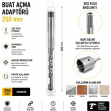 Esranın Dünyası Sds Plus Buat Açma Adaptörü 250 mm – Beton Buat Açma Uçları ile Uyumlu Dayanıklı Çelik Uzatma Adaptörü