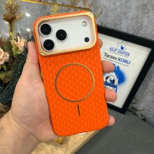 17 Pro Max Kamera Koruma Çerçeve Metal Magsafeli Desenli Kılıf