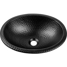 Esranın Dünyası Monarch Abode 19103, Mat, Siyah, Lavabo, Oval, Elle Dövülmüş, 43,2 Cm, 17 Inç