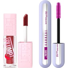 Esranın Dünyası Maybelline New York Lifter Plump Dudak Parlatıcısı- 006 Hot Chili & Falsies Surreal Maskara Makyaj Seti