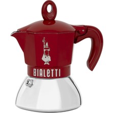 Esranın Dünyası Bialetti - Moka Exclusive Indüksiyon: 2 Cups Ocak Üstü Espresso Pişirici - 100ML - Kırmızı Renk - Alt Hazne: Dış Paslanmaz Çelik Iç Alüminyum - Indüksiyon Ocak Türleri Için Uygundur
