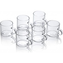 Esranın Dünyası Arvale 6'lı Kulplu Şeffaf Cam Kupa Seti 120 ml – Minimalist Tasarım Çay & Kahve Bardağı