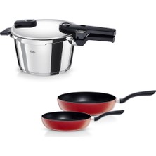 Esranın Dünyası Fissler Vitaquick Glossy Düdüklü Tencere 4,5l + Kırmızı Cenit Tava Set Parlak
