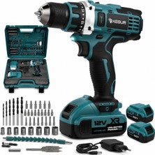 Esranın Dünyası Assur Akülü Matkap 12V, 2 Vitesli Şarjlı Vidalama Seti, 84 Parça Uç Seti Ile, LED Aydınlatmalı, Çift 1500MAH Lityum Iyon Batarya, 10MM Mandren, 2 Yıl Garantili