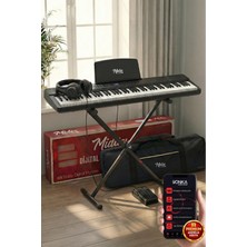 Esranın Dünyası Midex PLX-80BKST Taşınabilir Katlanır Dijital Piyano Tuş Hassasiyetli 88 Tuş Bt (Stand Sustain Kulaklık Çanta Metod)