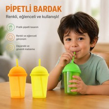 Tri Stax Pipetli Bardak - 450 ml - Şeffaf Renkli - Plastik