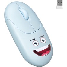 Esranın Dünyası Everest Sm-26 Fashıon 2.4ghz Özel Tasarım Modelli Avuç Içi Uyumlu 10 Metre Mesafeli 3 Milyon Tıklama Ömürlü Kabartmalı Tak Çalıştır Kablosuz Mouse (Mavi Mutlu Yüz)