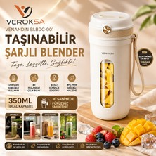 Veroksa BLBDC-001 Taşınabilir Şarjlı Blender 350 ml – Kablosuz Mini Smoothie Blender, 4 Çelik Bıçaklı USB Şarjlı