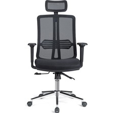Velora Soft Ergonomik Ofis Sandalyesi, Fileli, Krom Ayaklı, Ayarlanabilir Başlıklı
