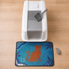 Kedi Kumu Paspası Desenli Elekli Petek Yapılı Yıkanabilir Kedi Tuvalet Önü Paspası 45X60 cm