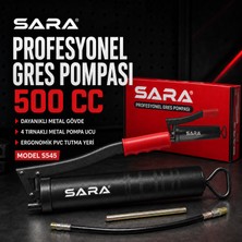 Sara S545 Profesyonel 500 cc Metal Gres Pompası – Esnek Hortumlu, Düz Borulu ve 4 Tırnaklı Uçlu