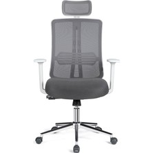 Velore x Ergonomik Ofis Koltuğu, Fileli, Metal Ayaklı, Beyaz Renk, Çalışma Koltuğu