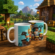 UstaPrint3D Minecraft Temalı Baskılı Beyaz Seramik Kupa - Özel Tasarım Oyuncu Kupası